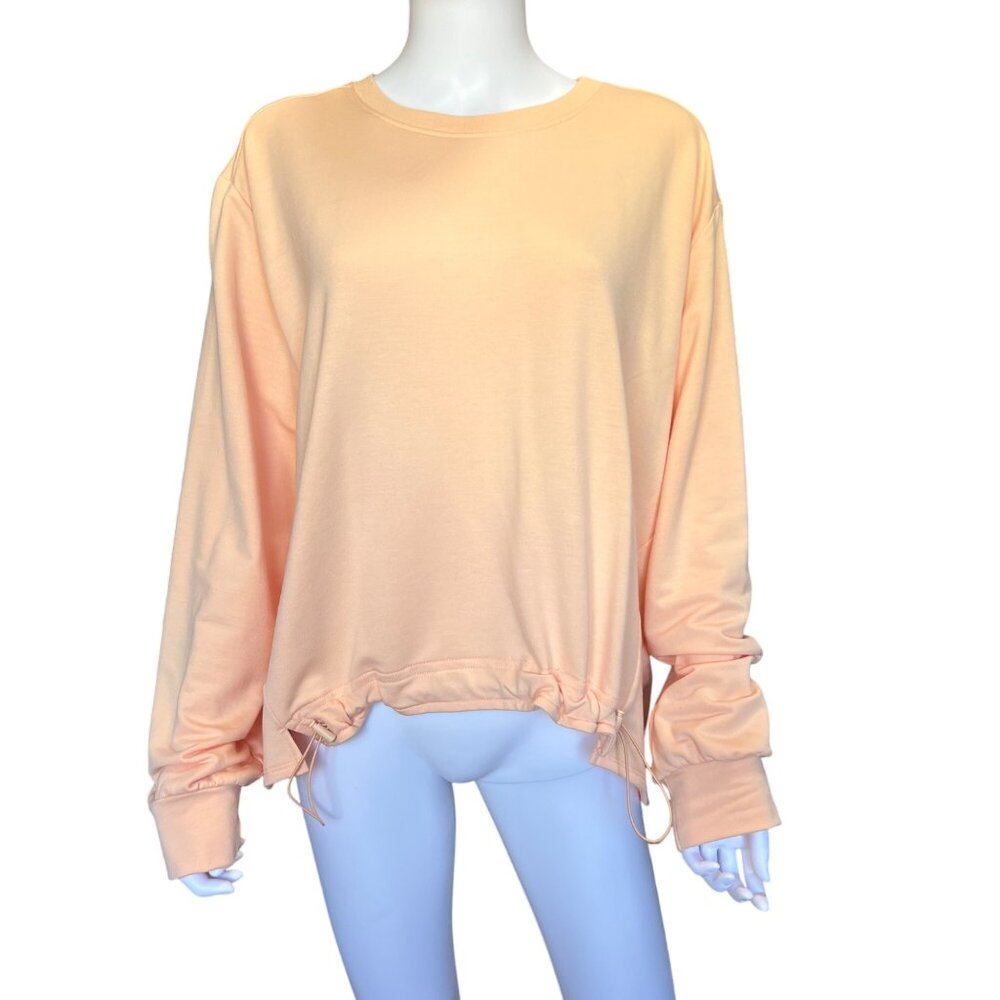 Thrive Société Peach Long-Sleeve Sweatshirt w/ Drawstring Hem Womens Size XL